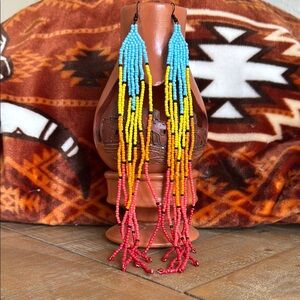 Southwest Sunset - Colorful Beaded Dangle Earrings